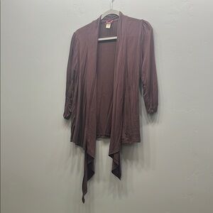 DownEast Brown Cardigan Sweater Lightweight Knit